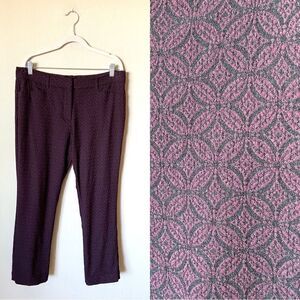 Mario Serrani Black Purple Pants Srtaight Leg Mid Rise Stretch Size 14